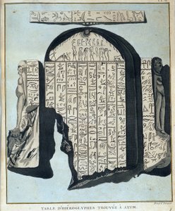 Taulukko Axoumista (Aksoumista) löydetyistä hieroglyfeistä - "" Matka Nubiassa ja Abessiniassa etsimään Niilin lähteitä vuosina 1768-1772", James Bruce, osa 1, Pariisi tekijältä James Bruce