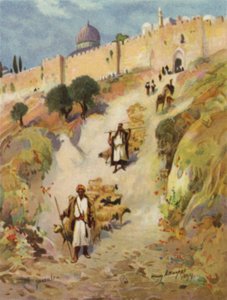 Jerusalem, Pyhän Tapanin portti (väri litho) tekijältä James (after) Clark