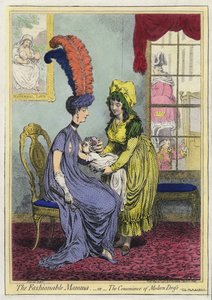 Imetys, The Fashional Mamma tai The Convenience of Modern Dress (värillinen kaiverrus)