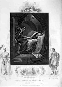 Mortimerin kuolema, näytös II kohtaus 5, William Shakespearen (1564-1616) Henry VI:ssa (I osa) kaiverrettu J. Rogers (kaiverrus)