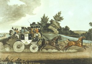 Stage Coach ja Opposition Coach in Sight (värillinen litho)