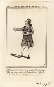 Herra James William Dodd Lord Foppingtonin roolissa Colley Cibberin The Careless Husbandissa, Drury Lane Theater tekijältä James (after) Roberts