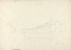 Temppeli kevään yläpuolella Zaghouanissa (grafiitti paperilla) tekijältä James 1730 94 Bruce