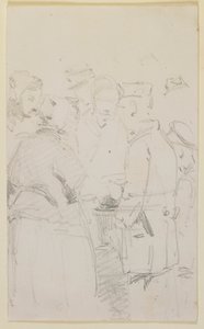 Figuuriryhmä brazierin ympärillä, 1858. tekijältä James Abbott McNeill Whistler