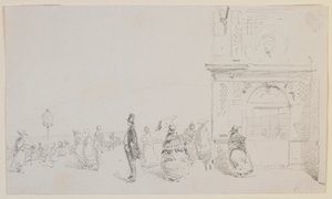 Ryhmä hahmoja esplanadilla, 1857. tekijältä James Abbott McNeill Whistler