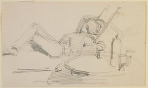 Mies makaamassa sängyllä, 1858. tekijältä James Abbott McNeill Whistler
