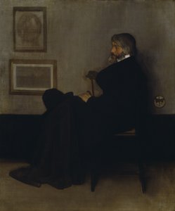 Sovitus harmaalla ja mustalla, nro 2: Thomas Carlylen (1795-1881) muotokuva 1872-73 (öljy kankaalle) tekijältä James Abbott McNeill Whistler