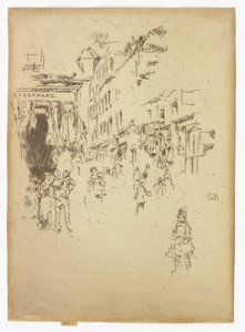 Cutler Street, Houndsditch, noin 1886-88 (etsaus; tussi paperille). tekijältä James Abbott McNeill Whistler
