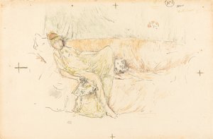 Draped figuuri, makuuasentoon, 1892. tekijältä James Abbott McNeill Whistler