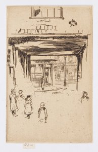 Drury Lane, noin 1880-81 (etsaus; tussi paperille). tekijältä James Abbott McNeill Whistler