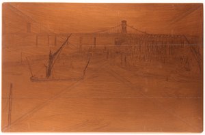 Etsauslevy: Old Hungerford Bridge, 1861. tekijältä James Abbott McNeill Whistler