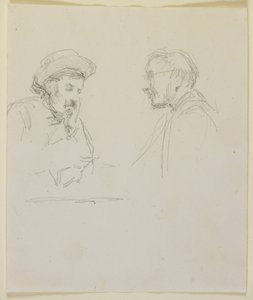 Kahden miehen päät, n. 1855-1859 (kynä luonnonvalkoiselle kudottupaperille) tekijältä James Abbott McNeill Whistler