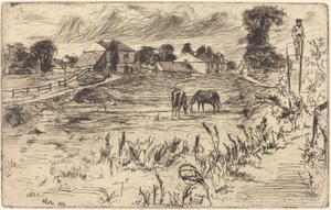 Maisema hevosen kanssa, 1859. tekijältä James Abbott McNeill Whistler