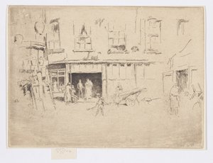 Little Court, noin 1880-81 (etsaus; tussi paperille). tekijältä James Abbott McNeill Whistler
