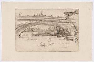 Lontoon silta, noin 1875 (kuivaneula; tussi paperille). tekijältä James Abbott McNeill Whistler