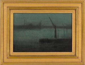 Nocturne: Sininen ja hopea - Battersea Reach, 1870-1875. tekijältä James Abbott McNeill Whistler