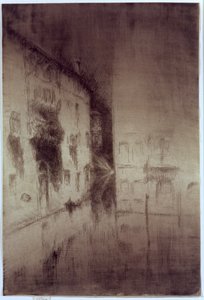 Nokturni: Palatsit, 1879-80 (etsaus ja kuivakärki antiikkipaperille) tekijältä James Abbott McNeill Whistler