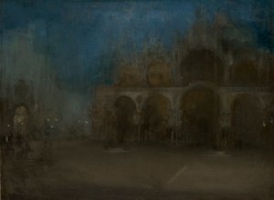 "Nocturne, sininen ja kulta - Pyhän Markuksen kirkko, Venetsia", 1879-1903 tekijältä James Abbott McNeill Whistler
