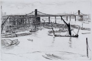 Vanha Hungerford Bridge tekijältä James Abbott McNeill Whistler