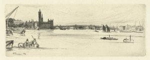 Vanha Westminster Bridge Kuusitoista etsausta Thames-joesta ja muista aiheista (sarjan nimi) tekijältä James Abbott McNeill Whistler