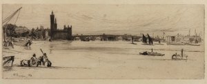 Old Westminster Bridge, 1859. tekijältä James Abbott McNeill Whistler