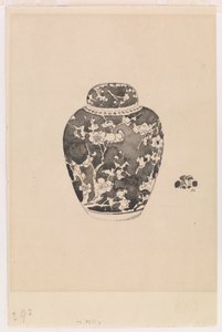 Oviform inkivääripurkki kellonmuotoisella kannella, 1878. tekijältä James Abbott McNeill Whistler