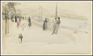 Pinkki ja hopea - Chelsea, Embankment, n. 1885 tekijältä James Abbott McNeill Whistler