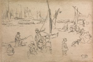 Portsmouth Children, 12 etsauksen sarjasta The Naval Review, 1887 tekijältä James Abbott McNeill Whistler