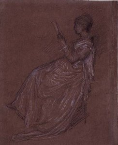 Istuva nainen Reading, työskentely rouva Laylandille (pastelliliitu paperille) tekijältä James Abbott McNeill Whistler