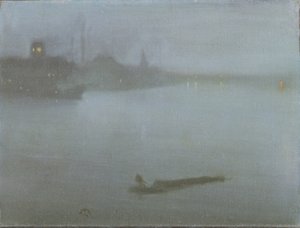Thames - Nokturne sinisenä ja hopeana, n. 1872/8 (öljy kankaalle) tekijältä James Abbott McNeill Whistler