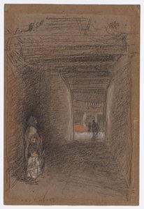 Kerjäläiset-talvi, loppuvuosi 1879 tai alkuvuosi 1880 (liitu ja pastelli ruskealle paperille). tekijältä James Abbott McNeill Whistler