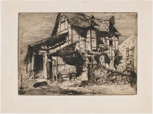 Turvaton asunto. Yksi luonnon kahdestatoista etsauksesta Ranskalainen sarja, 1858. tekijältä James Abbott McNeill Whistler
