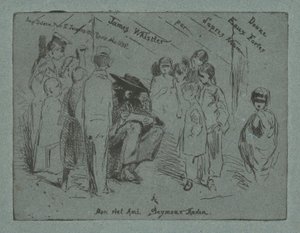 Otsikkosivu teokselle 12 vahvaa vettä luonnosta, 1858. tekijältä James Abbott McNeill Whistler