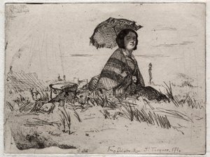 Kaksitoista etsausta luonnosta: En Plein Soleil, 1858. tekijältä James Abbott McNeill Whistler