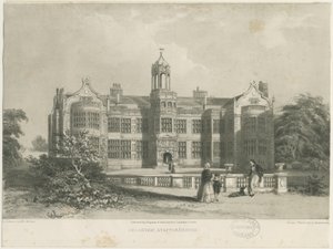 Ingestre Hall: litografia, nd [c 1844] tekijältä James Astbury Hammersley