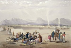 Candaharin kaupunki, teoksesta "Sketches in Afghaunistan", kaiverrettu Charles Haghe (1810-88) ja Louis Haghe (1806-85), julkaissut Henry Graves, 1842.