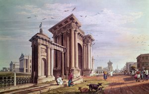 Court House Street, Kalkutta, kaiverrus Robert Havell, pubi. 1824