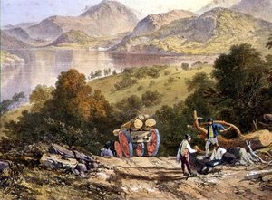 Ullswater, yksityiskohta metsämiehen kärryistä, Englannin järvialueelta