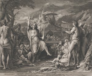 Orpheus opettaa teologiaa (taiteen edistämisyhdistyksen suuren huoneen seinien suunnittelua)