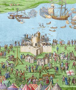 Mary Rosen uppoaminen Solentin taistelun aikana, 1545, 1778 (kaiverrus) (myöhempi väritys)