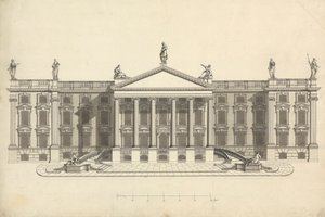 Valmiit piirustus tunnistamattomasta Palladian-kartanosta tekijältä James Bruce
