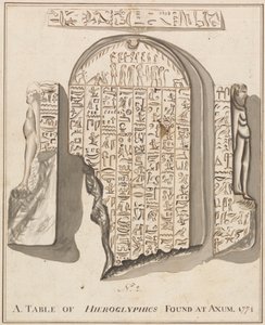 Nro 2. A. Axumista löydetty hieroglyfitaulukko tekijältä James Bruce
