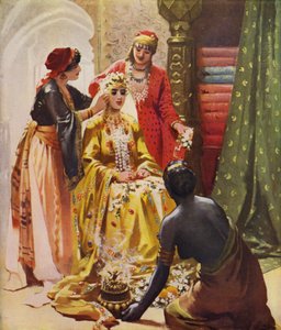 Aviomiehelleen koristeltu morsian