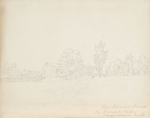 Mr. Mains House Derwent Lakella, Susquehanna Co. Pa., 1843 (grafiitti kermanvärisellä paperilla) tekijältä James David Smillie