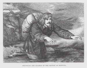 Kristitty ja taipuisa Slough of Despondissa (kaiverrus) (kaiverrus) tekijältä James Dawson Watson