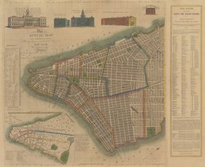 New Yorkin kaupunki: Longworthin selittävä kartta ja suunnitelma, 1817. tekijältä James DeForest Stout
