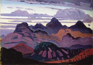 Deep Twilight, Pyrenees, n. 1912-13 (öljy paneelille) tekijältä James Dickson Innes