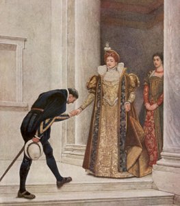 Shakespearen Venetsian kauppias: Arragonin prinssi, Portia ja Nerissa (värilitro). tekijältä James Dromgole Linton