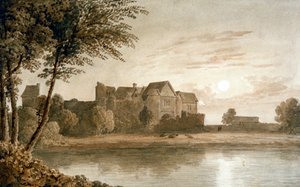 "Allington Castle, lähellä Maidstonea, Moonlight", 1800-luku tekijältä James Duffield Harding