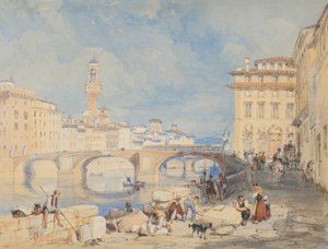 Ponte Santa Trinità, Firenze, ennen vuotta 1832. tekijältä James Duffield Harding